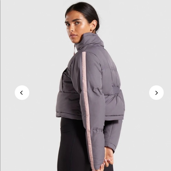 Gymshark Cropped Puffer Jacket - Taupe u0026 Pink EUC Size M iuu.org.tr